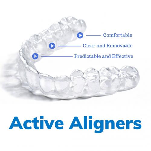 Active Aligners, Comfortable, Clear and removable, predictable and effective