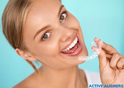 Active Aligners - Girl about to wear them .