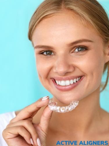 Active Aligners - Girl about to wear them